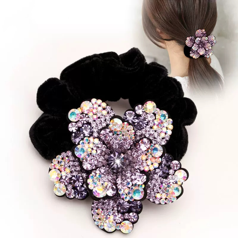 Velvet Jewelry Box - Women Rhinestone Scrunchies Velvet Elastic Hair