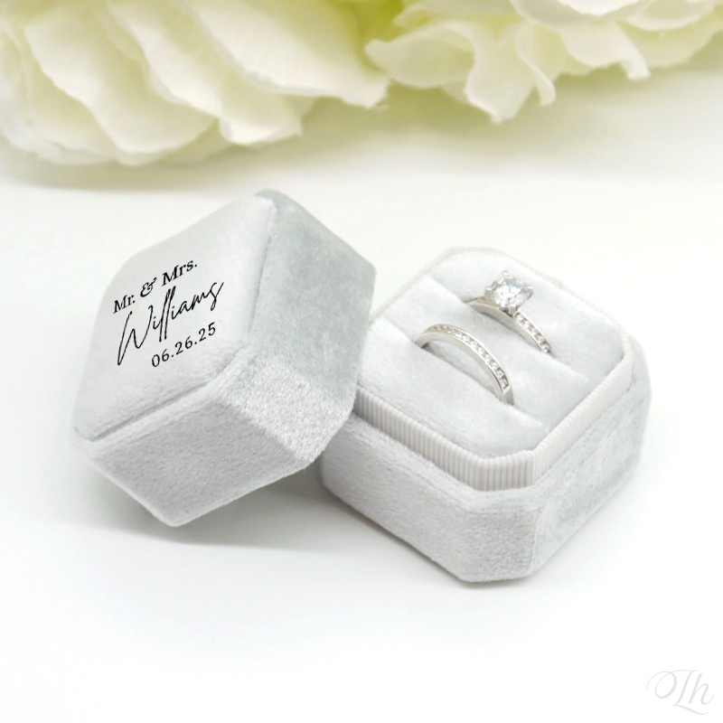 Velvet Jewelry Box - Personalized Wedding Ring Box Square Velvet
