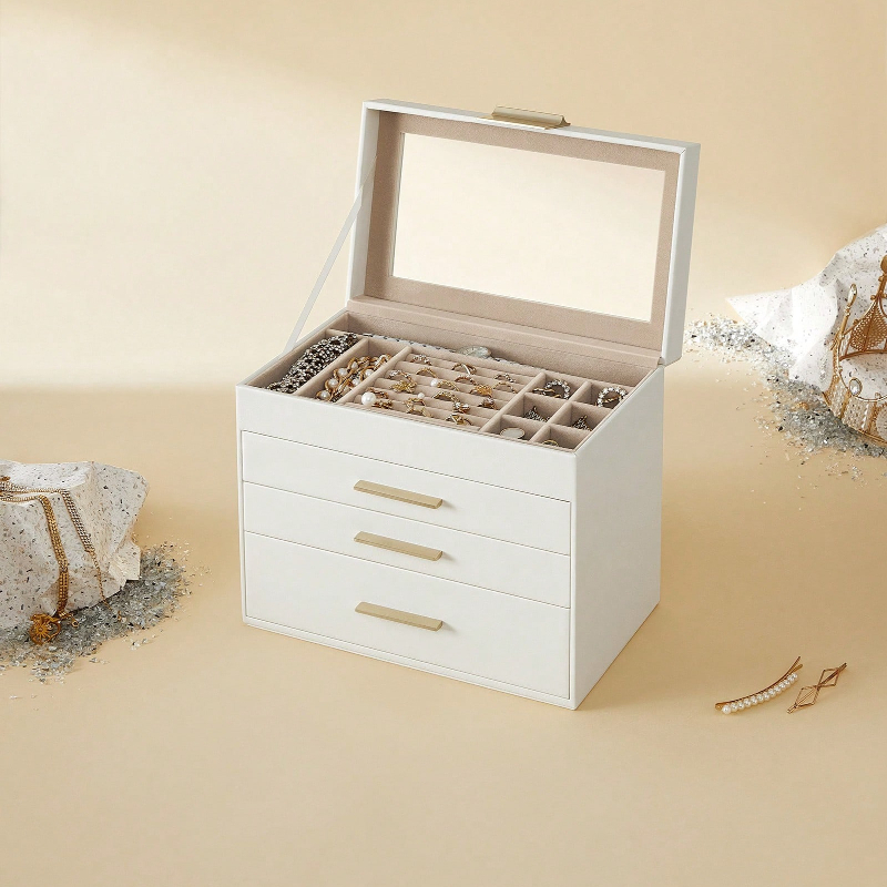 Velvet Jewelry Box - Upgraded 4-Layer Jewelry Storage Box with