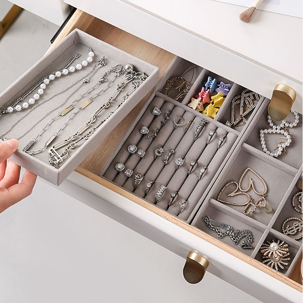 Drawer Box Stackable Velvet Je - Velvet Jewelry Box 评论和价格
