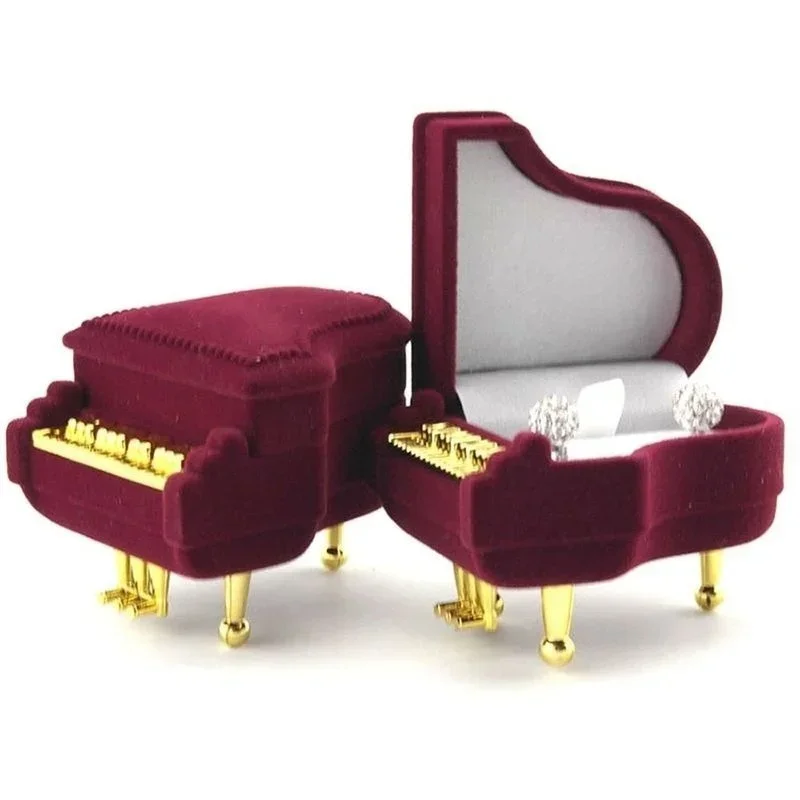 New Creative Cute Piano Shape  - Velvet Jewelry Box 评论和价格