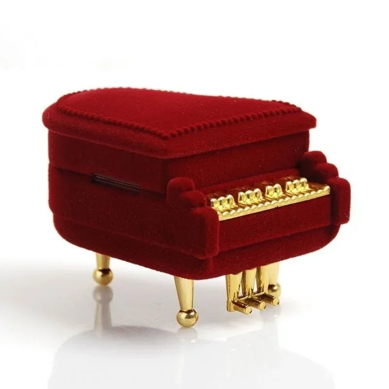 New Creative Cute Piano Shape  - Velvet Jewelry Box 评论和价格