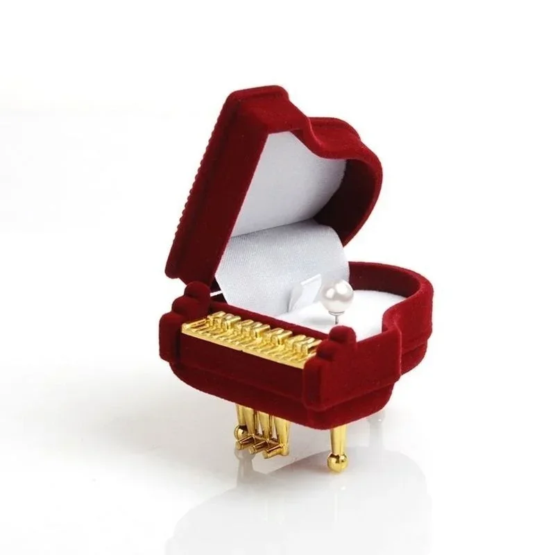 New Creative Cute Piano Shape  - Velvet Jewelry Box 评论和价格