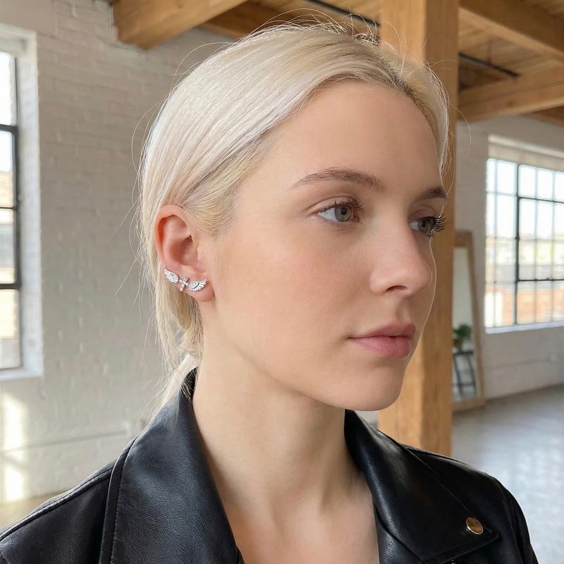Angel Wings Cross Earrings Lux - Luxury Lifestyle For Women 评论和价格