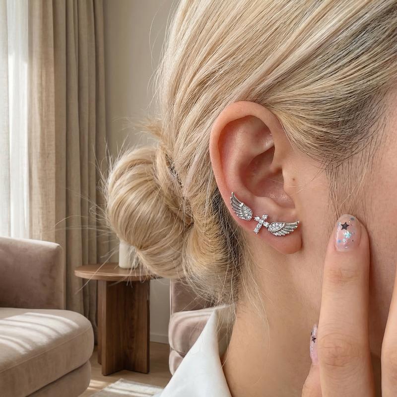 Angel Wings Cross Earrings Lux - Luxury Lifestyle For Women 评论和价格