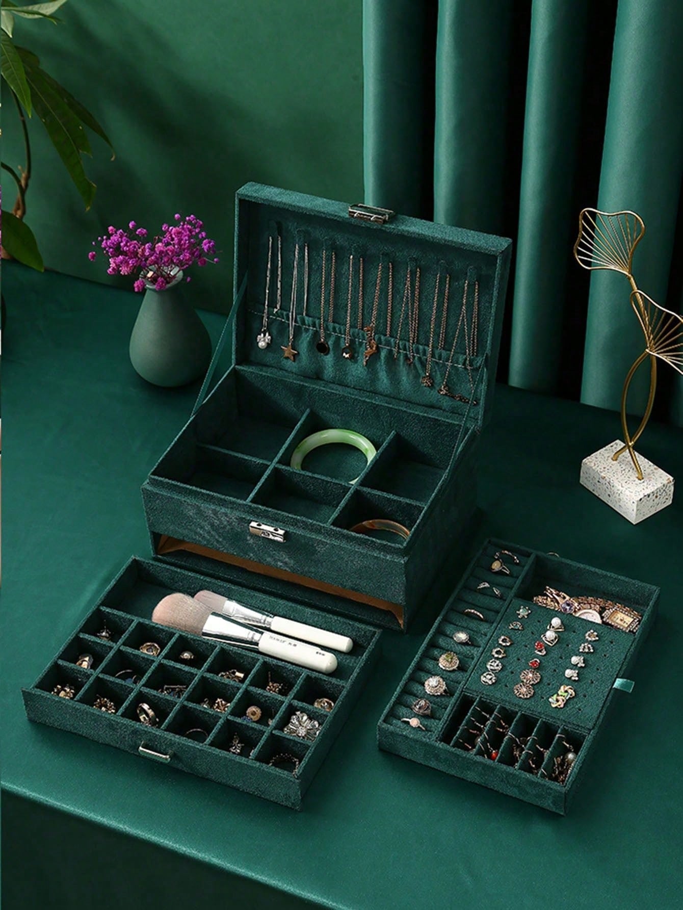 3 Layer Velvet Jewelry Box wit - Velvet Jewelry Box 评论和价格