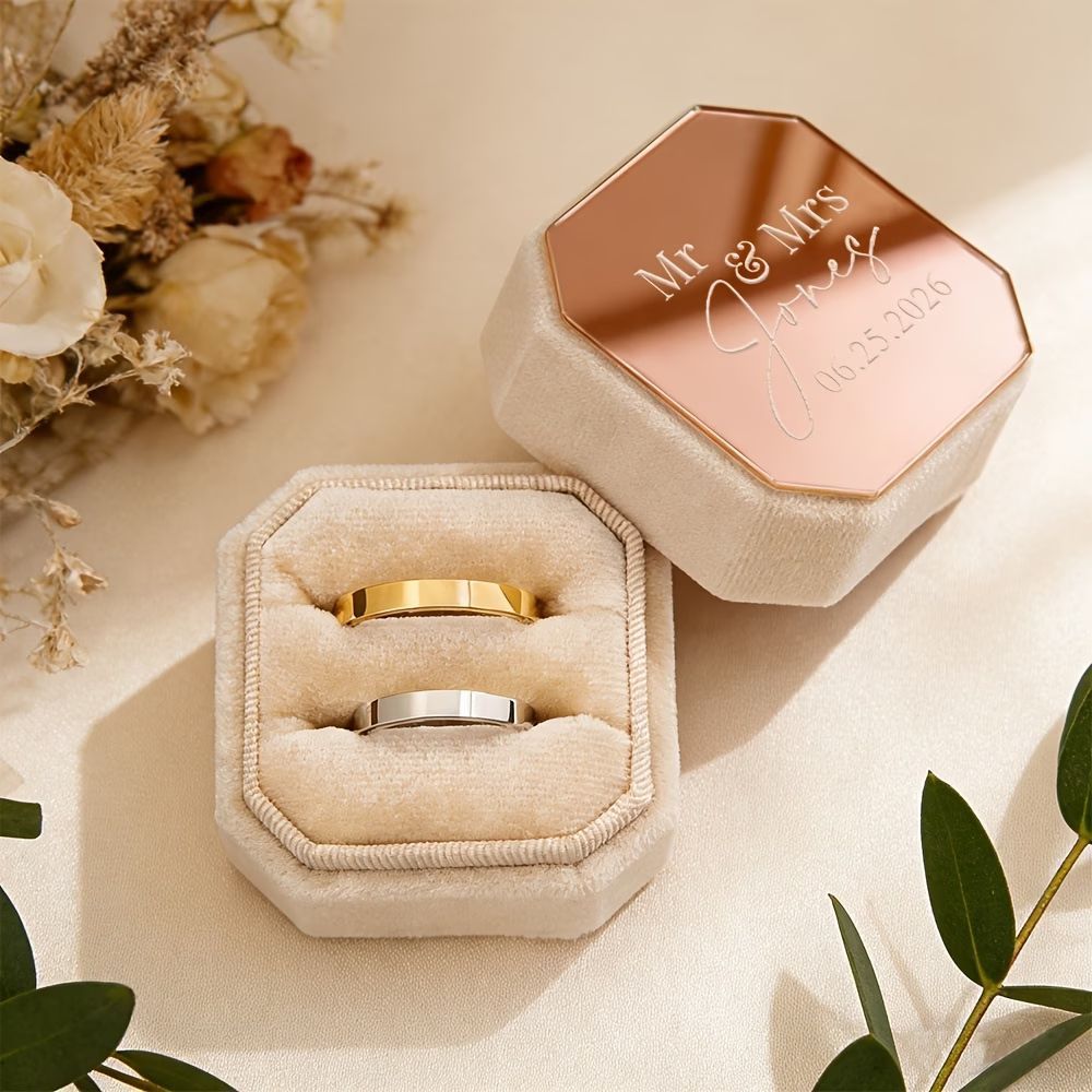 Personalized Octagon Velvet Ri - Velvet Jewelry Box 评论和价格