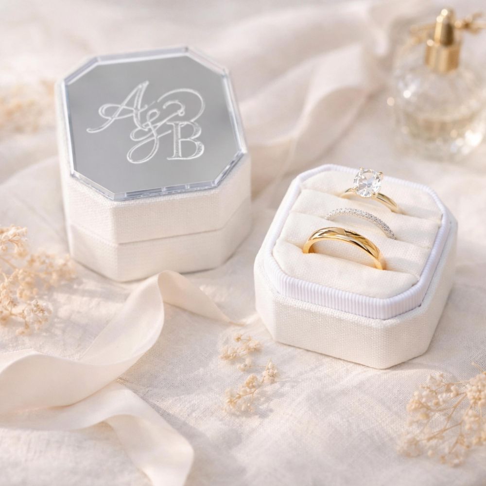 Personalized Octagon Velvet Ri - Velvet Jewelry Box 评论和价格